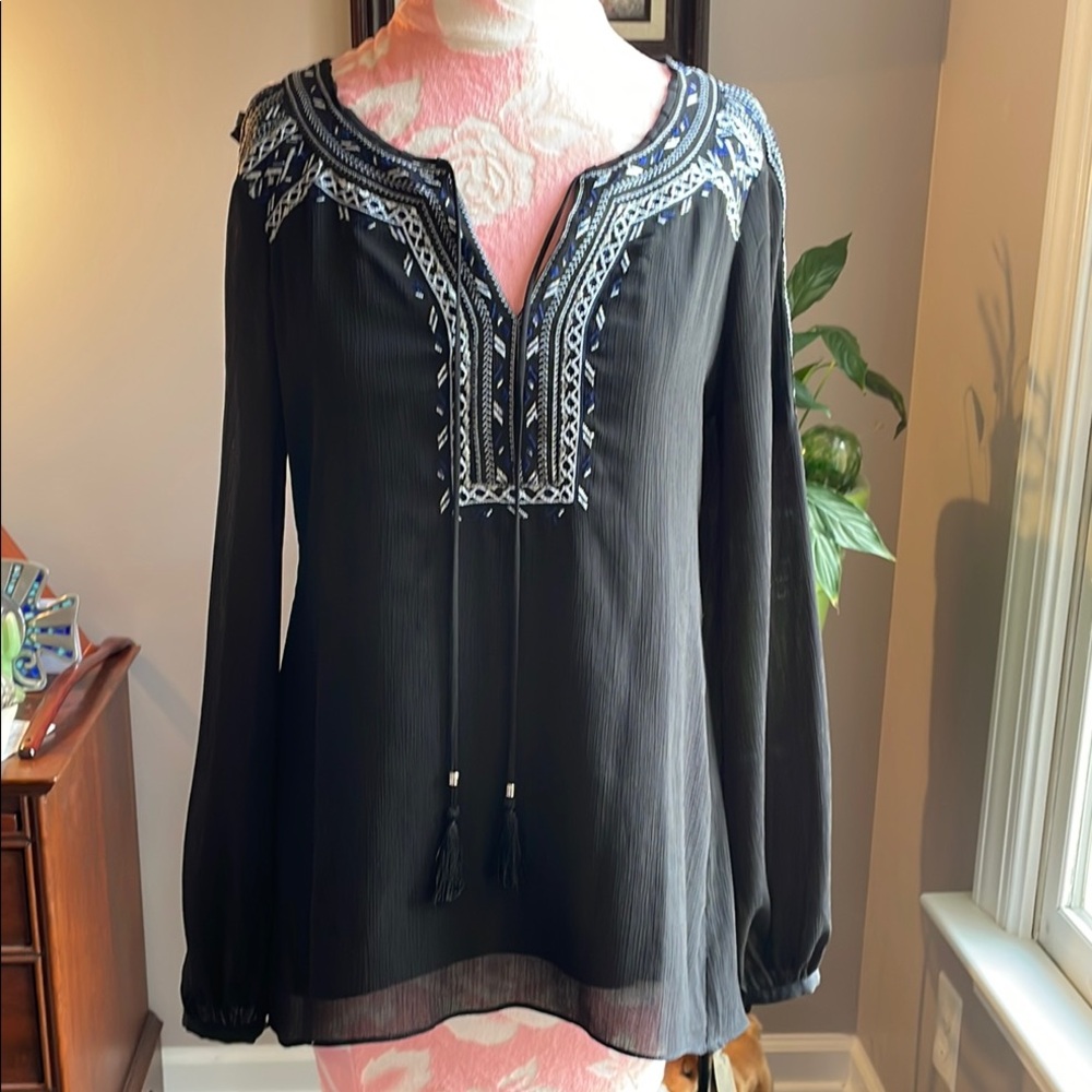 Embroidered Black Women's Top